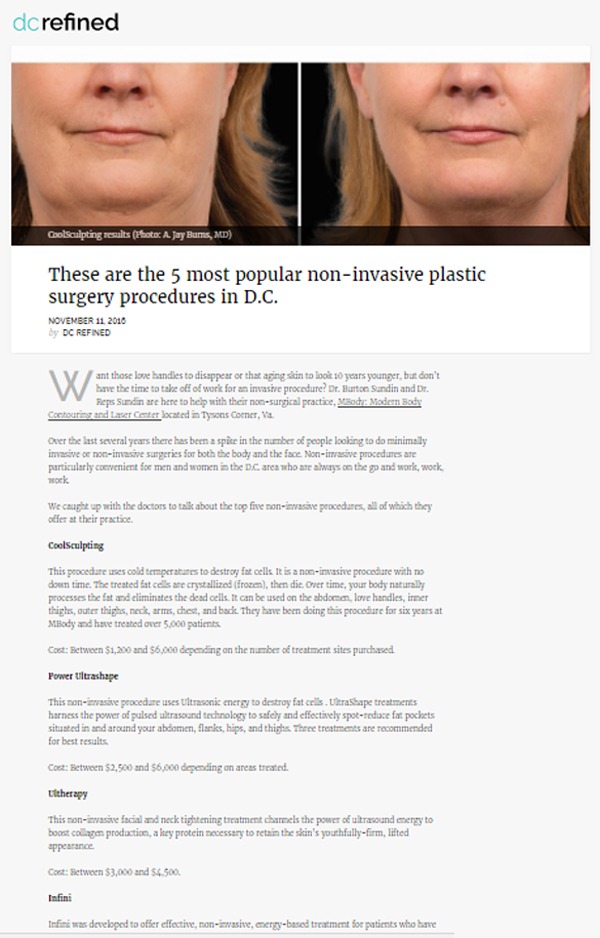 5 popular non-invasive plastic surgery procedures in the Washington DC area